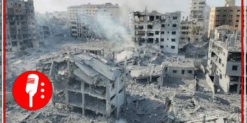 Barrio de Al-Rimal, en la zona norte de Gaza, ha quedado devastado por ataques aéreos. Foto UNICEF/Hassan IsIyeh.