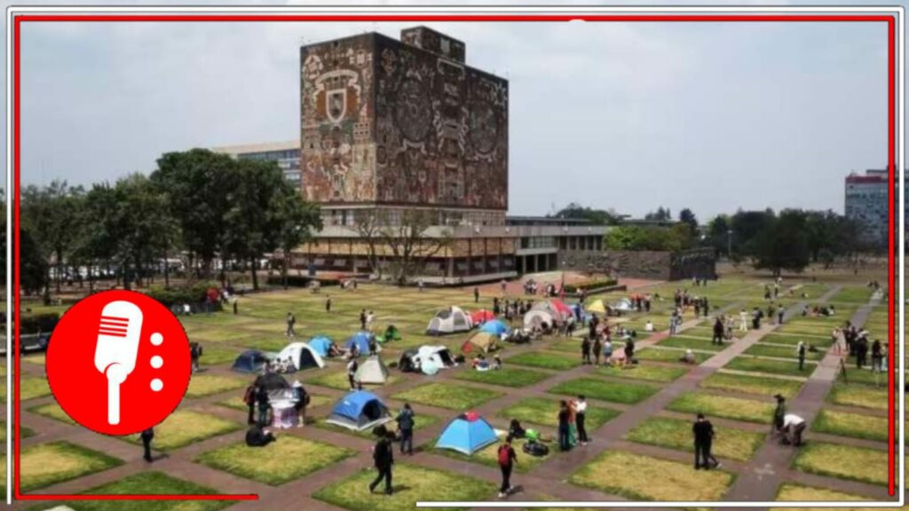 Campamento de estudiantes de la UNAM. Foto, vía: Al Mayadeen